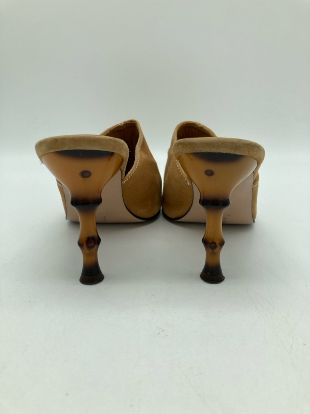Vintage Coup d'etat Suede Pointy Toe Statement Heel Mules - Picture 4 of 7